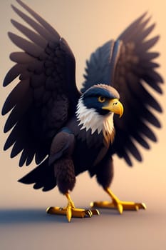 eagle portrait on a dark background. 3d render illustration.