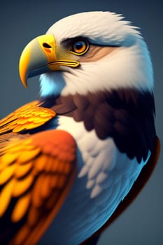 eagle portrait on a dark background. 3d render illustration.