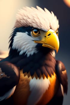 eagle portrait on a dark background. 3d render illustration.