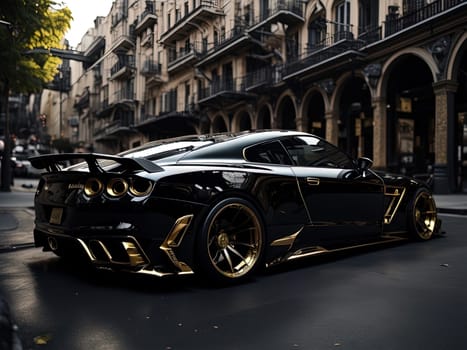 Luxury sports car in the city. generative ai