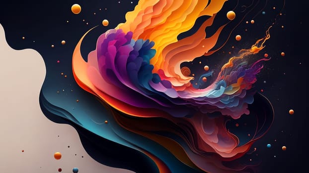 Colorful paint splashes on a dark background. 3d rendering