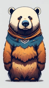 Illustration of a cute polar bear in a blue scarf. Vector illustration.