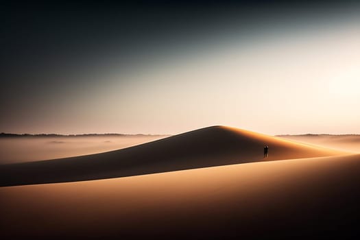 Sand dunes in the Sahara desert at sunset. ai generated