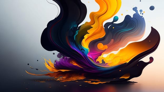 Colorful paint splashes on a dark background. 3d rendering
