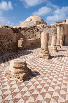 Libya - 10/30/2006: The ancient ruins of Villa Sileen (Silin), home of the Roman Patricians, with its magnificent mosaics.