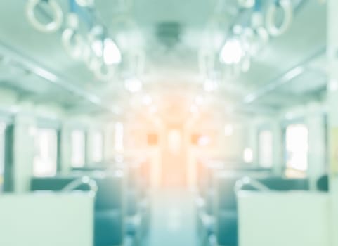 Blurred interior of passenger car or train background