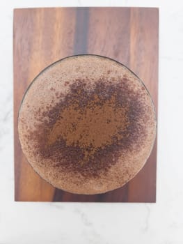 Dark chocolate latte in glass refreshment beverage drink, stock photo