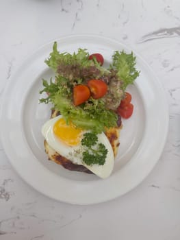 Breakfast salad wholemeal bread and boiled egg, stock photo