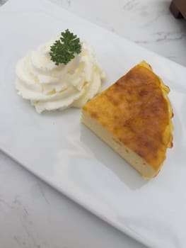 A piece of cheese cake, stock photo