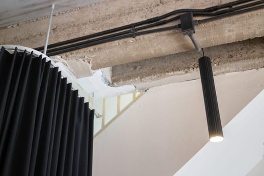 Loft modern black room interior, stock photo