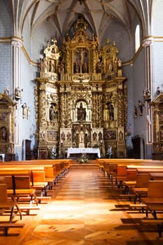 Inner view of Saint Peter Church, Anso town, Huesca, Spain