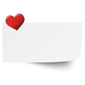 little white sticky paper with red heart pin