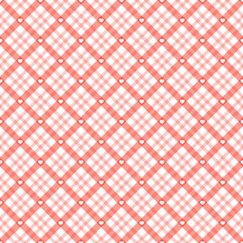 red checkered table cloth background with white hearts