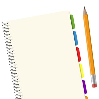 blank paper pad with copy space and yellow pencil