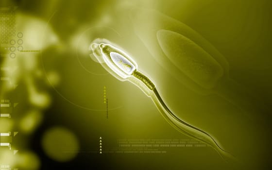 Digital illustration of sperm in colour background
