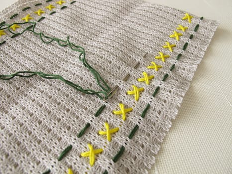 Embroidery design on Stramin