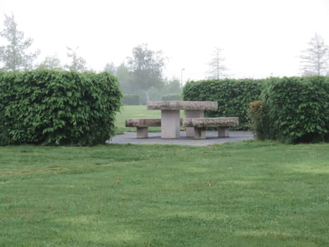 quiet picnic area beautiful natural countryside food table chair