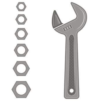 adjustable wrench glyph icon, tool and repair, monkey wrench sign.
