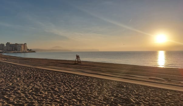 Lifeguard tower on a beach of Calpe. Alicante. Spain.