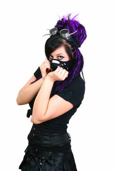 Gothic Girl Studio Shot on White Background