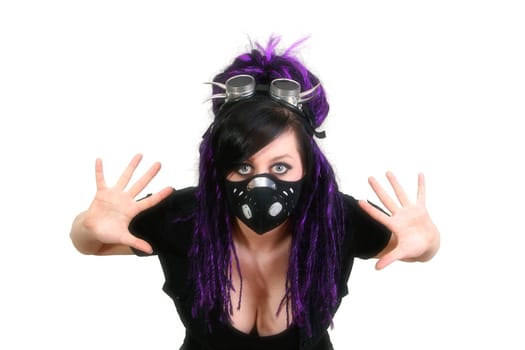 Gothic Girl Studio Shot on White Background