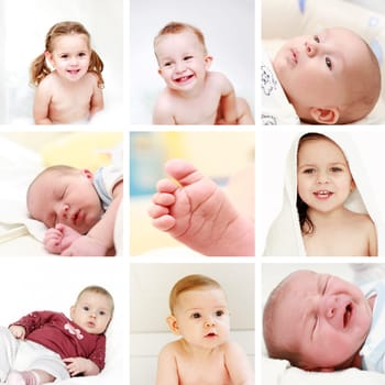 Collage of different photos of babies and kids