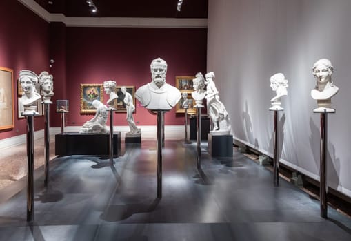 Bassano del Grappa, Italy - December 2022: art museum interior with famous ancient sculpture by Antonio Canova