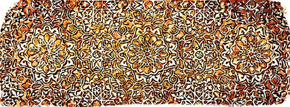 Creative illustration of arabic background. Beige arab geometric decoration - vintage retro design