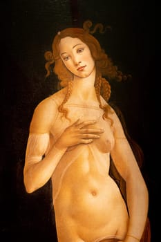 Turin, Italy - April, 2023: the painting of Venus by Sandro Botticelli, oil on canvas, 1490