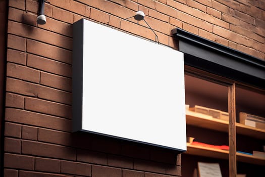Outdoor store banner signage mockup - signboard for shop, store, restaurant in urban street