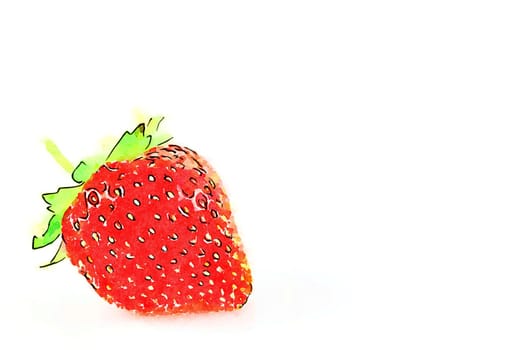 Creative illustration in vintage watercolor design - Strawberry isolated on white background