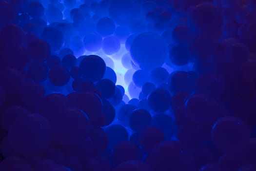 Blue background with flying balloons - clean design, 3d abstract realistic banner