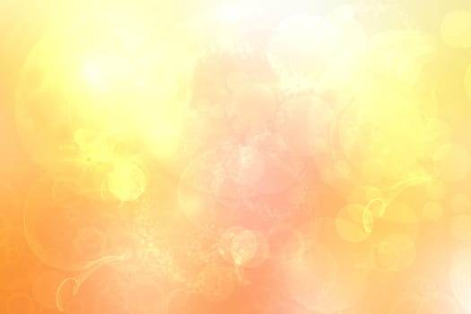 A festive abstract delicate golden yellow orange gradient background texture with glitter defocused sparkle bokeh circles. Card concept for Happy New Year, party invitation, valentine or other holidays.