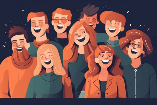 A candid and natural photograph of a joyful group of friends laughing and having a good time together. Perfect for capturing the togetherness and bonding of people. AI Generative.