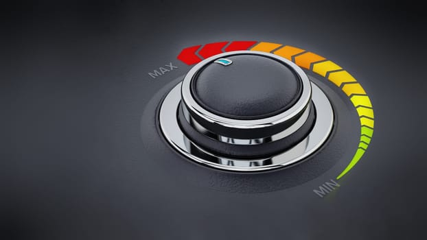 Vintage style control knob dial with success text. 3D illustration.