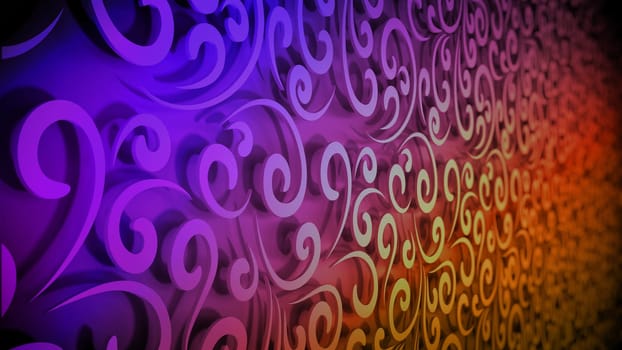 Abstract horizontal red floral background. 3D illustration