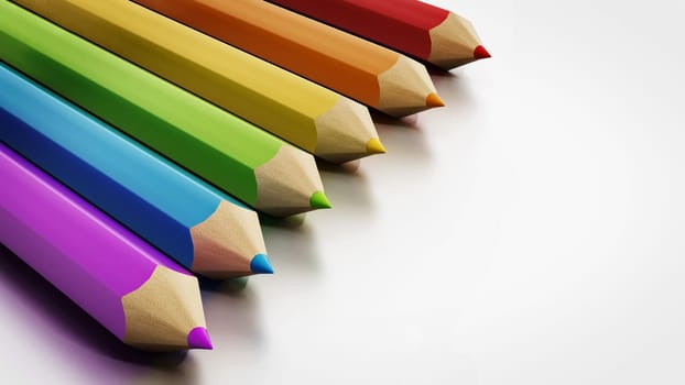 Jumbo colour pencils isolated on white background. 3D illustration.