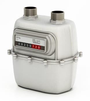 Gas meter isolated on white background. 3D illustration.