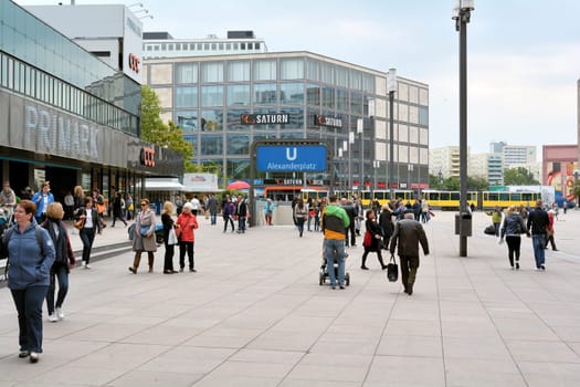People at Alexanderplatz in the centre of Berlin