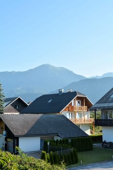 Alpine landscape on the outskirts of the village of Lesce in Slovenia