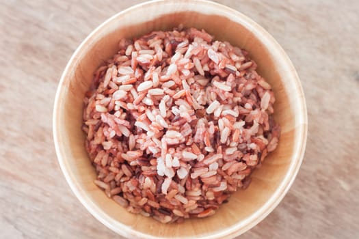 Multi grains berry rice in wooden bowl, stock photo
