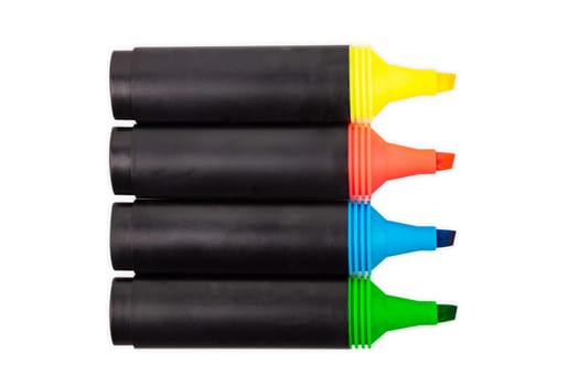 Four marker without cap isolated over white background