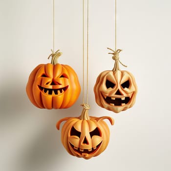 Pumpkins are decorated for the traditional autumn festival. High quality photo