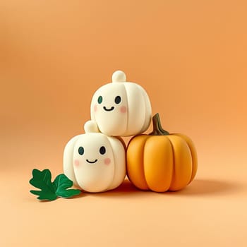 Pumpkins are decorated for the traditional autumn festival. High quality photo