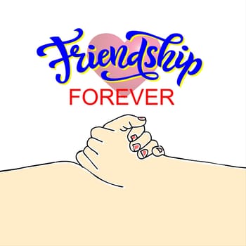 Friendship forever hand drawn lettering. Vector illustration for your design