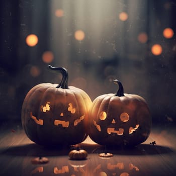 Pumpkins are decorated for the traditional autumn festival. High quality photo