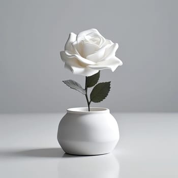 White rose in a vase on a white background. 3d render - AI Generated