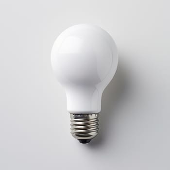 White light bulb isolated on white background. Minimal idea concept. - AI Generated