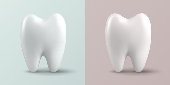Vector 3d Realistic Tooth. Dental Inspection Banner, Plackard. Tooth Icon Closeup. Medical, Dentist Design Template. Dental Health Concept.