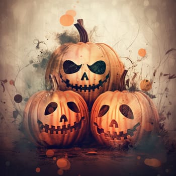 Pumpkins are decorated for the traditional autumn festival. High quality photo